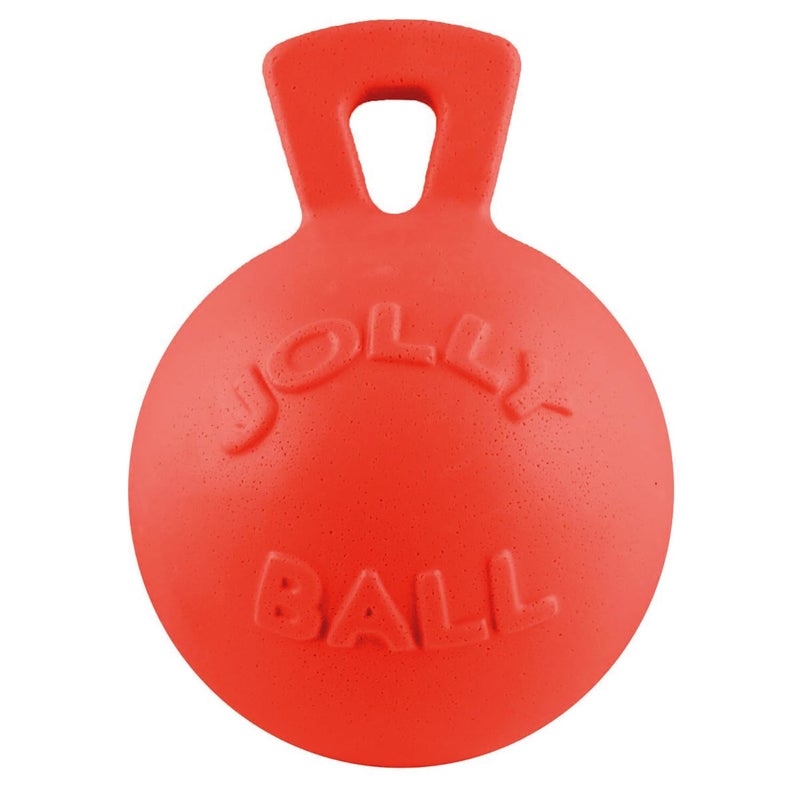 Jolly Pets Tug-n-Toss Heavy Duty Dog Toy Ball with Handle, 4.5 Inches/Small, Orange - Image 1
